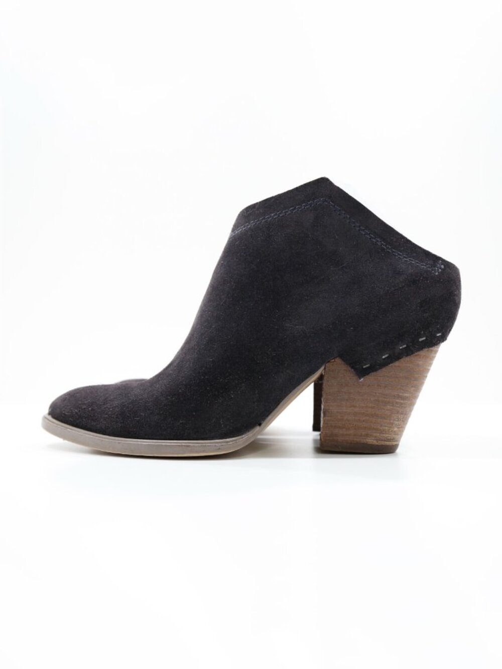 Dolce Vita Haku Dark Gray Leather 3.5" Block Heel Ankle Booties - 8.5
